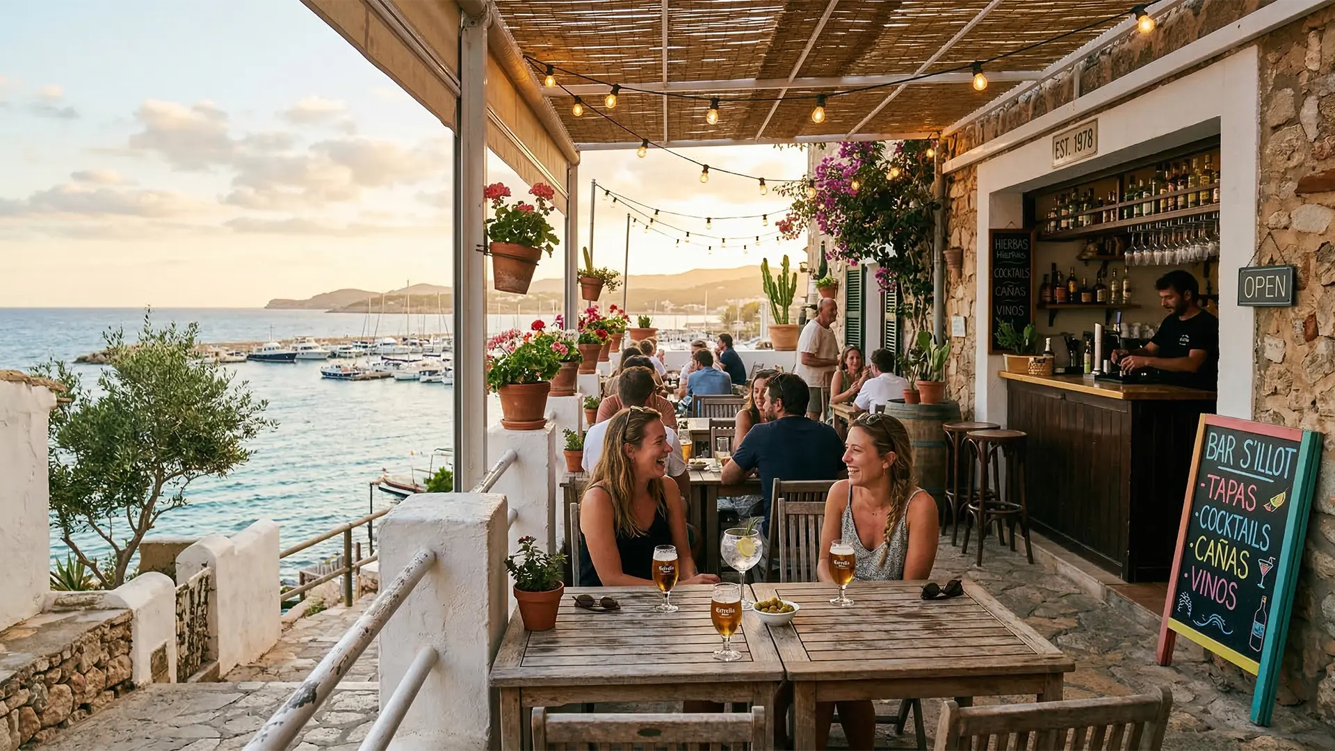 Sunny bar terrace in Mallorca